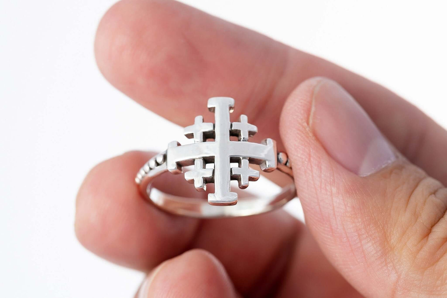 925 Sterling Silver Jerusalem Cross Ring - SilverMania925