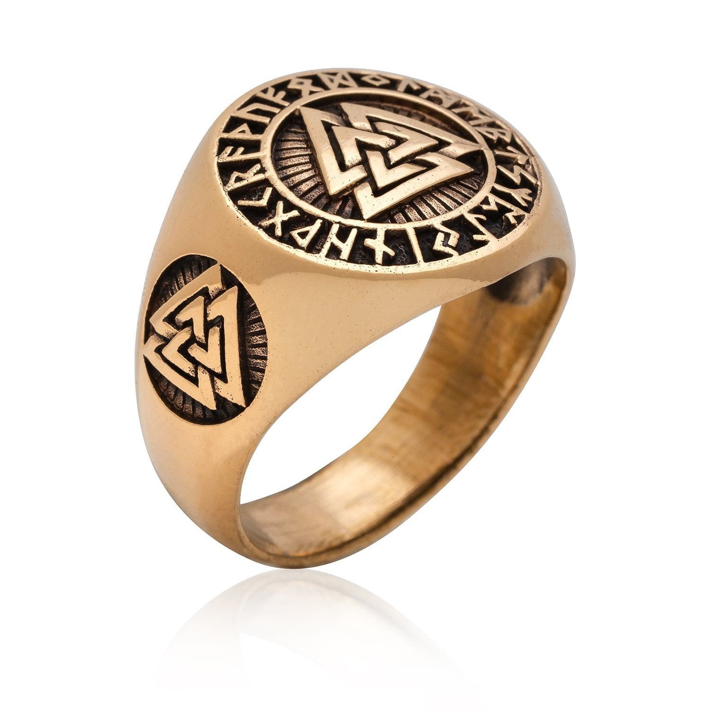 Valknut Viking Norse Runes Bronze Ring - SilverMania925