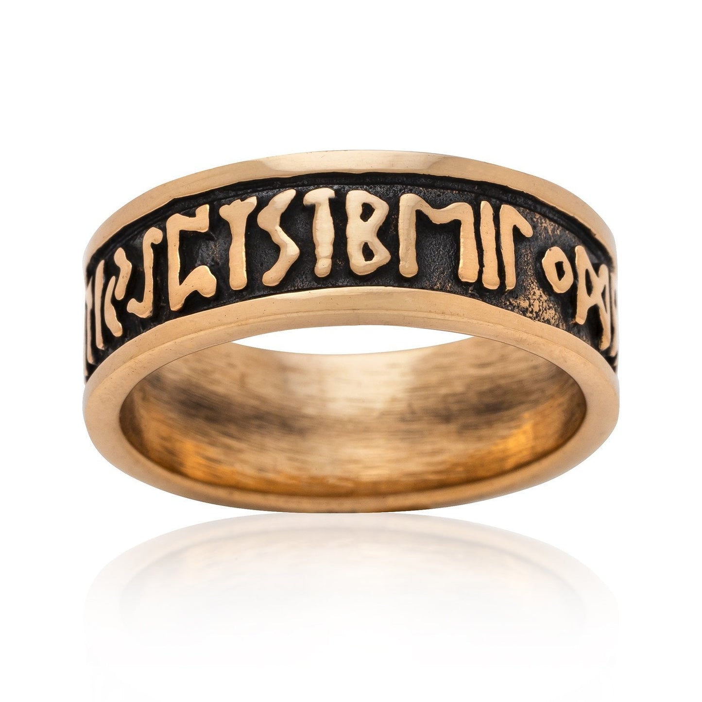 Viking Norse Runes Band Bronze Ring - SilverMania925