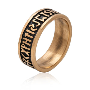 Viking Norse Runes Band Bronze Ring