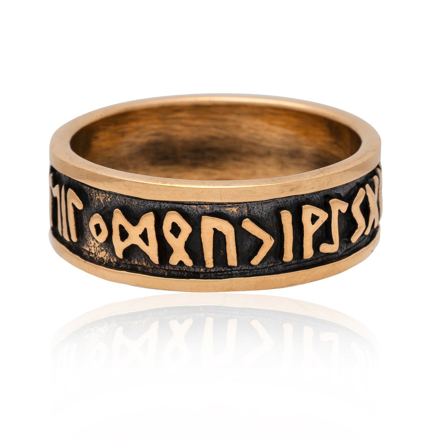Viking Norse Runes Band Bronze Ring - SilverMania925