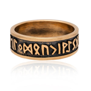 Viking Norse Runes Band Bronze Ring