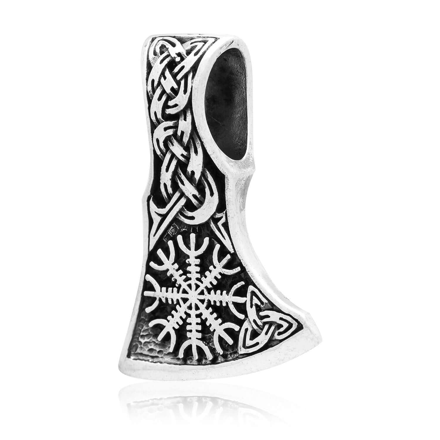 925 Sterling Silver Helm of Awe Viking Axe Pendant - SilverMania925