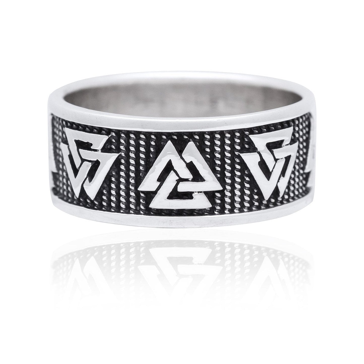 925 Sterling Silver Viking Valknut Norse Jewelry Band Ring - SilverMania925