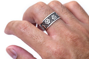 925 Sterling Silver Viking Valknut Norse Jewelry Band Ring