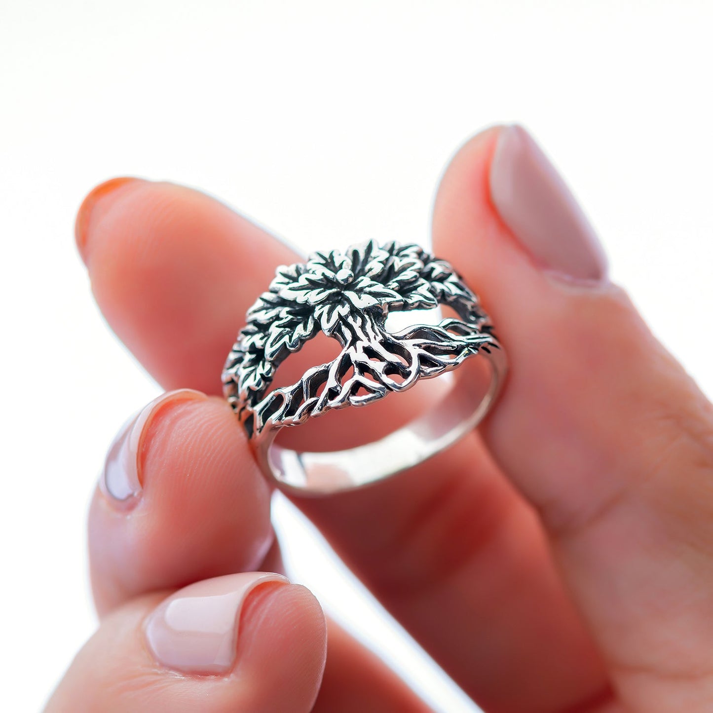 925 Sterling Silver Viking Yggdrasil Unisex Ring - SilverMania925