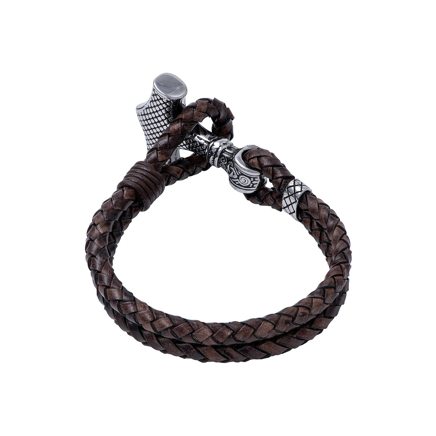 Stainless Steel Viking Mjolnir with Leather Bracelet - SilverMania925