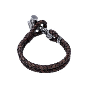 Stainless Steel Viking Mjolnir with Leather Bracelet