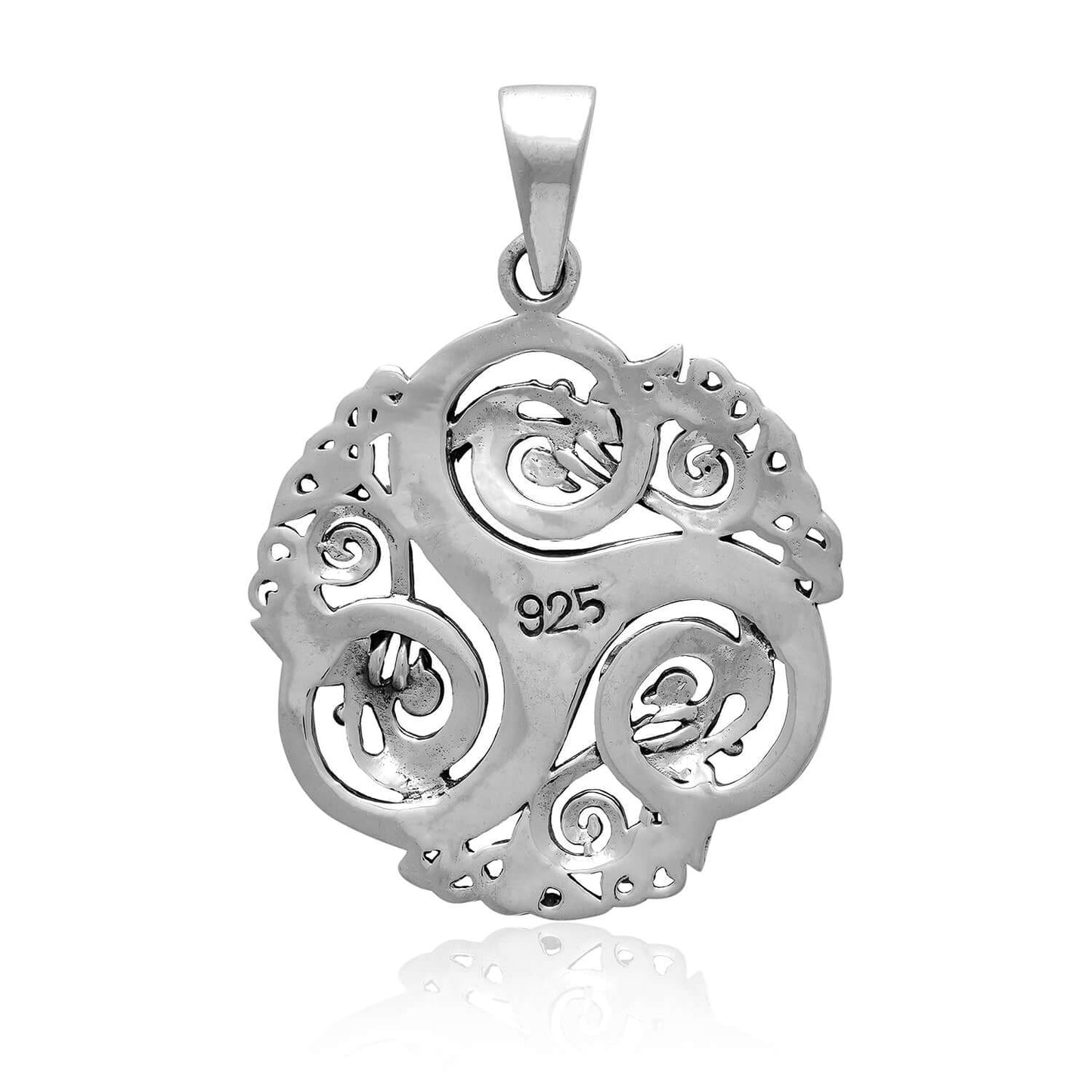 925 Sterling Silver Pendant with Triskelion and Raven - SilverMania925