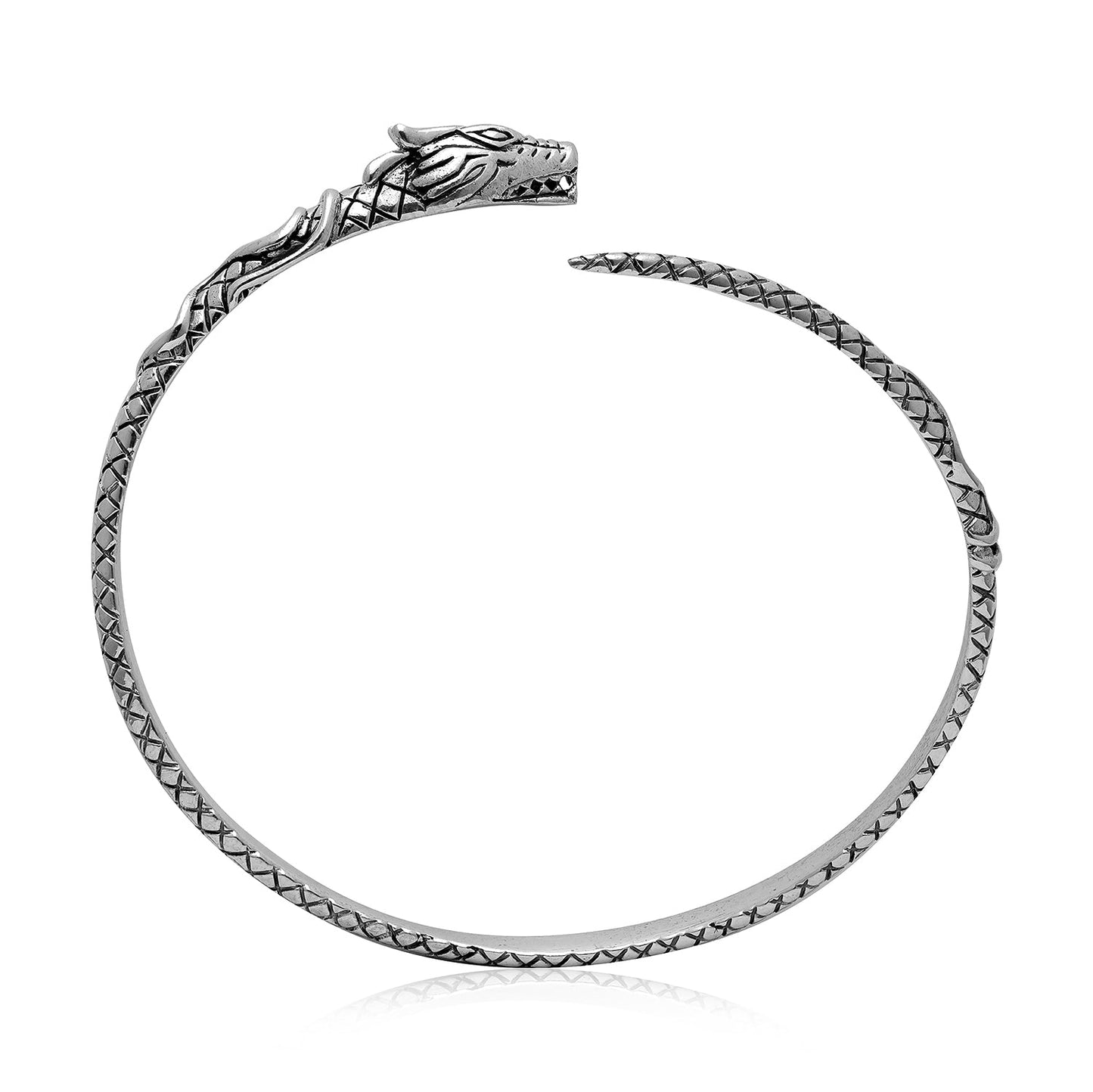 925 Sterling Silver Viking Jormungand Bangle - SilverMania925
