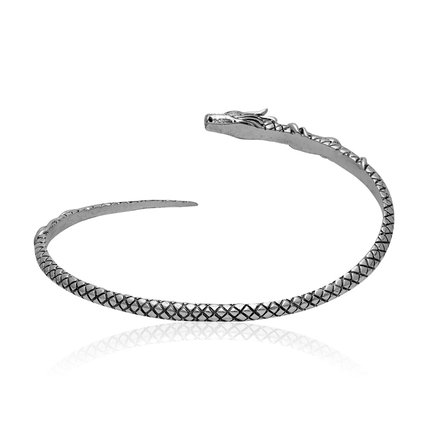 925 Sterling Silver Viking Jormungand Bangle - SilverMania925