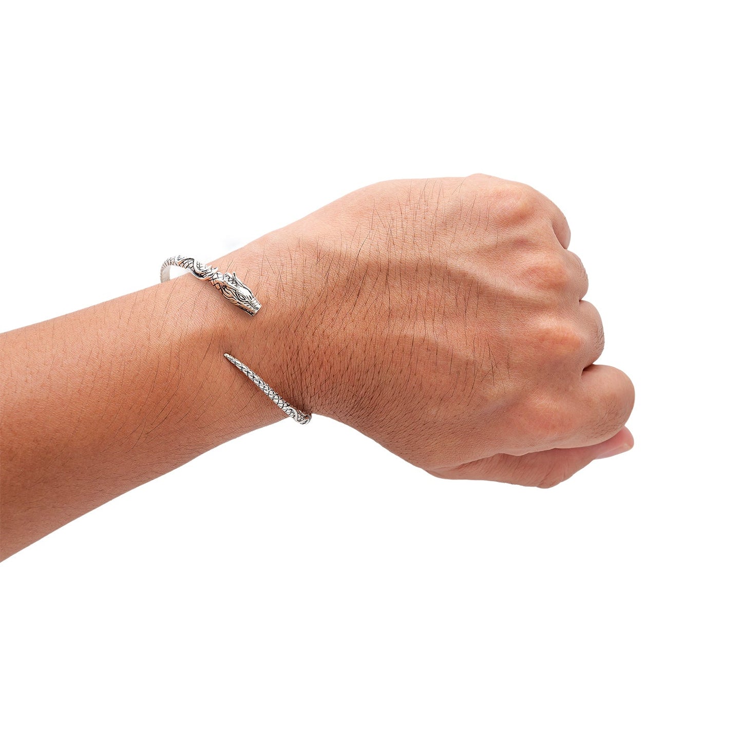 925 Sterling Silver Viking Jormungand Bangle - SilverMania925