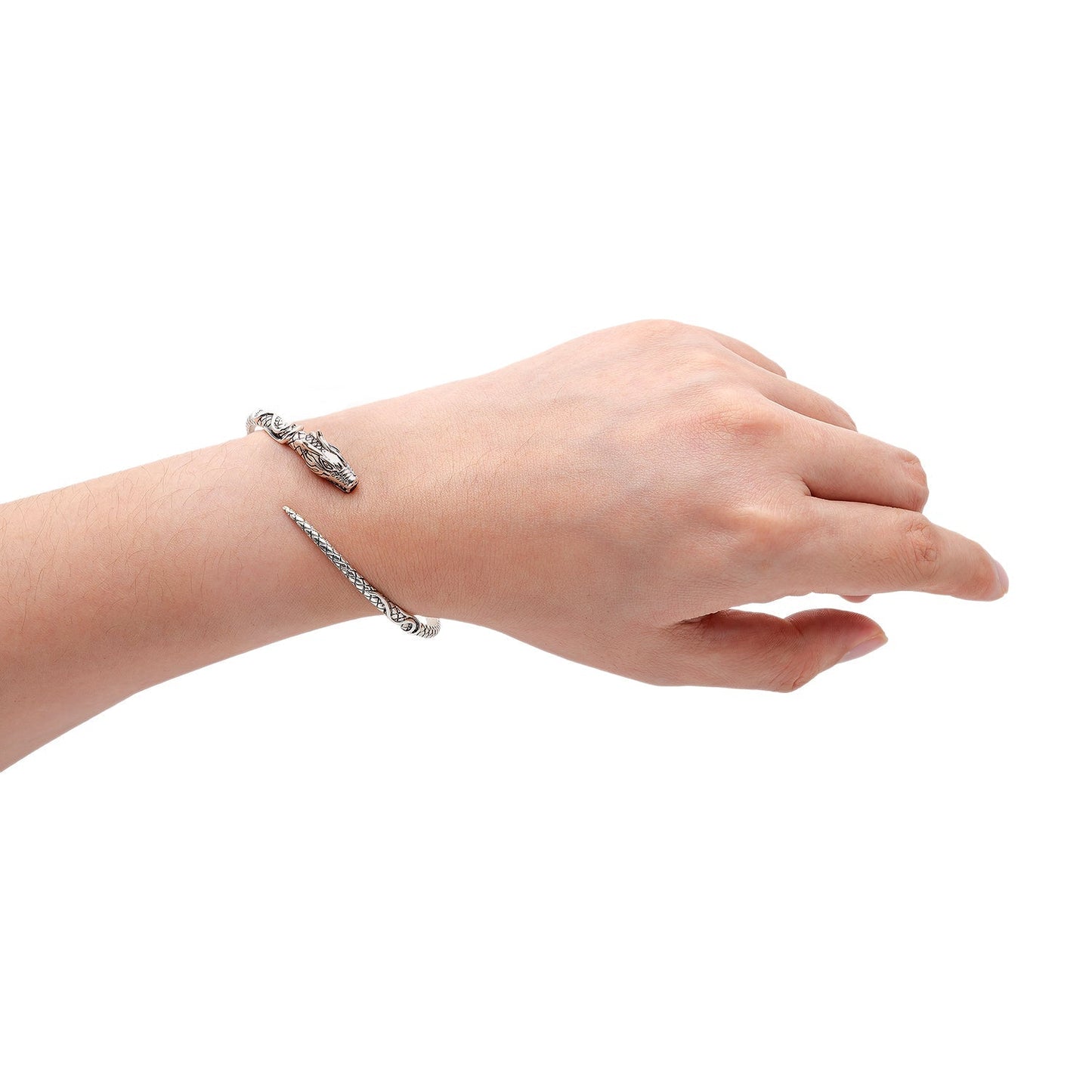 925 Sterling Silver Viking Jormungand Bangle - SilverMania925