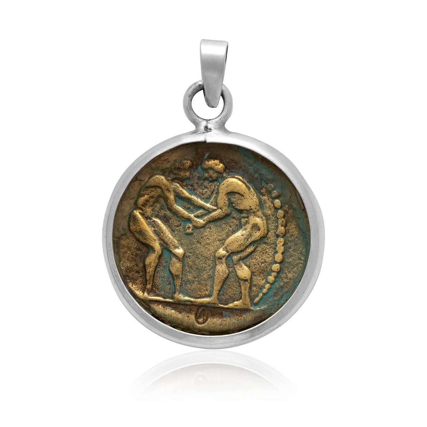 Sterling Silver and Brass Pisidia Ancient Greek Coin Pendant - SilverMania925