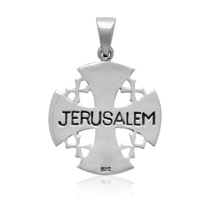 925 Sterling Silver Signed Jerusalem Cross Pendant