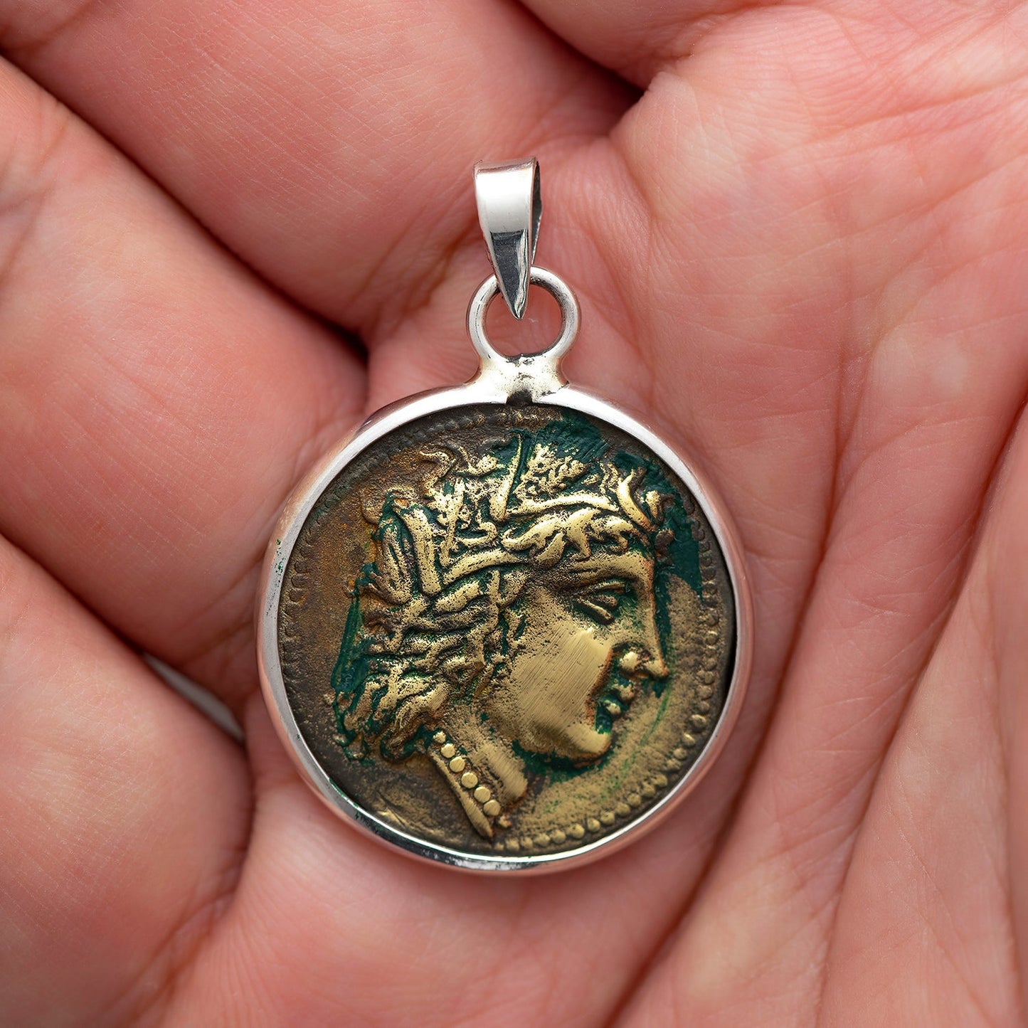 Sterling Silver and Brass Lucania-Metapontum Ancient Greek Coin - SilverMania925