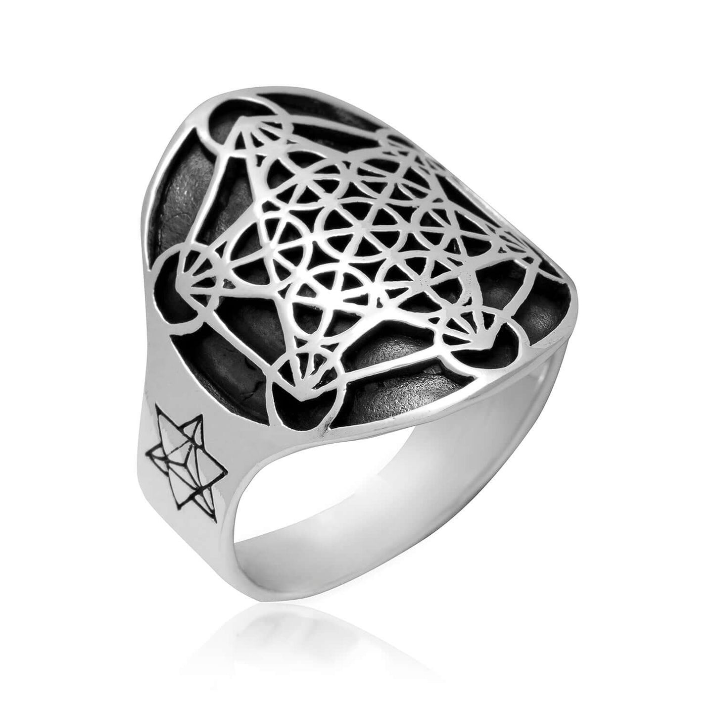 925 Sterling Silver Metatron Cube Angel Ring - SilverMania925