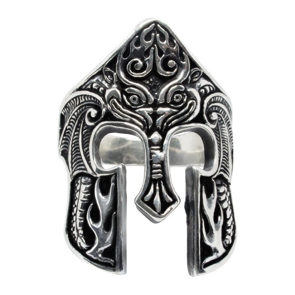 925 Sterling Silver Spartan Helmet Warrior 300 King Leonidas Ring - SilverMania925