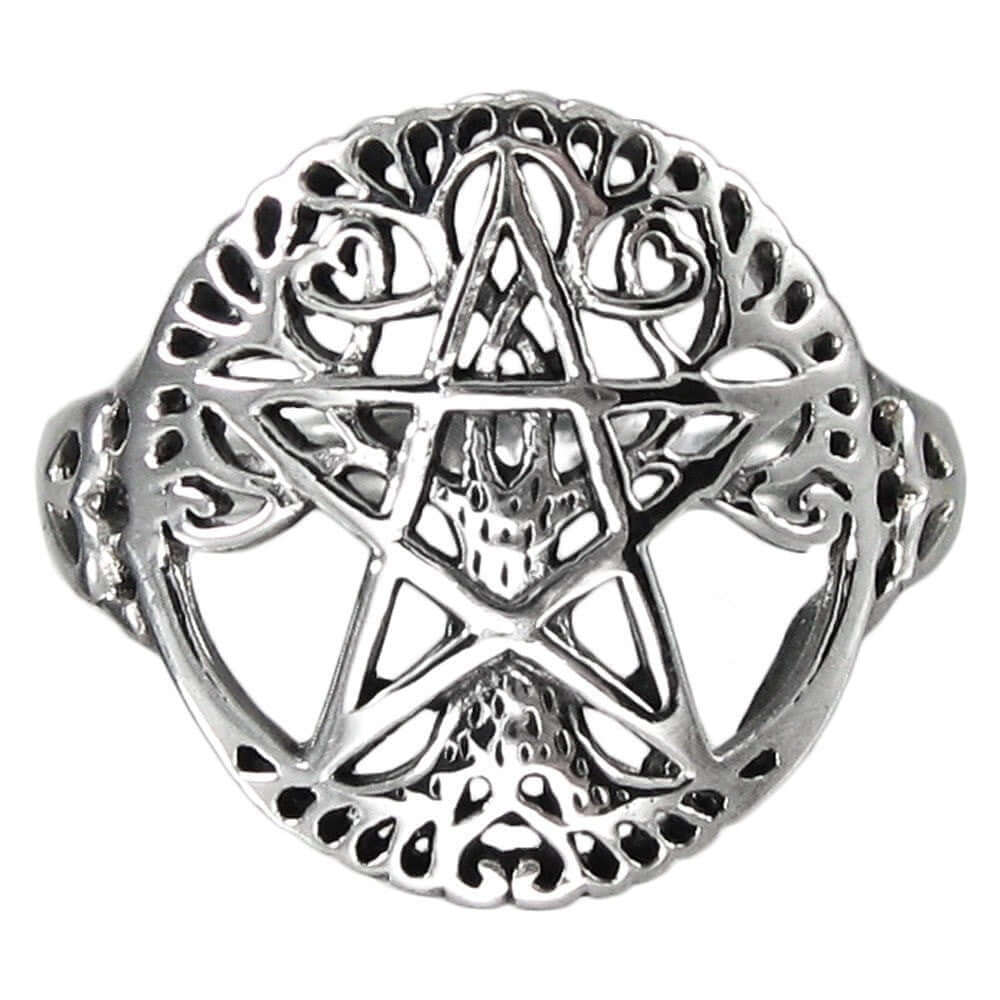 925 Silver Tree Of Life Ring with Pentagram - SilverMania925
