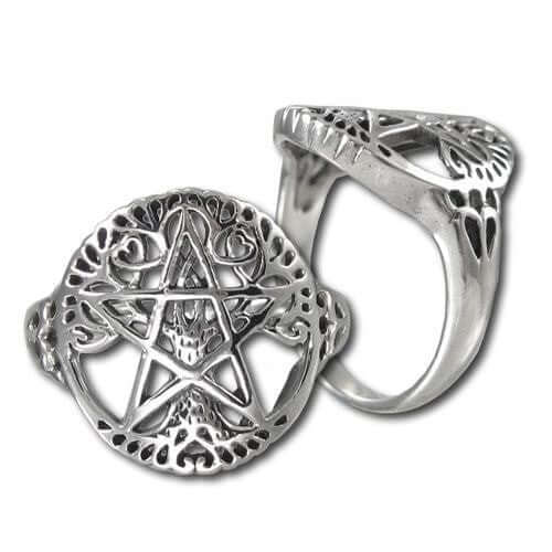 925 Silver Tree Of Life Ring with Pentagram - SilverMania925