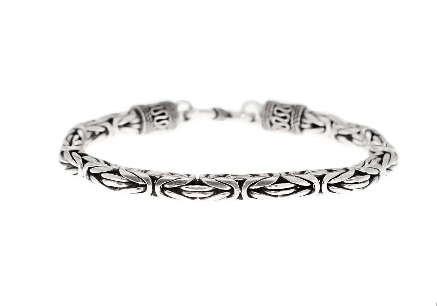 925 Sterling Silver Viking King's Byzantine Bracelet - SilverMania925