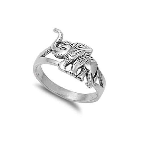 925 Sterling Silver Good Luck Ring with Elephant Trunk - SilverMania925