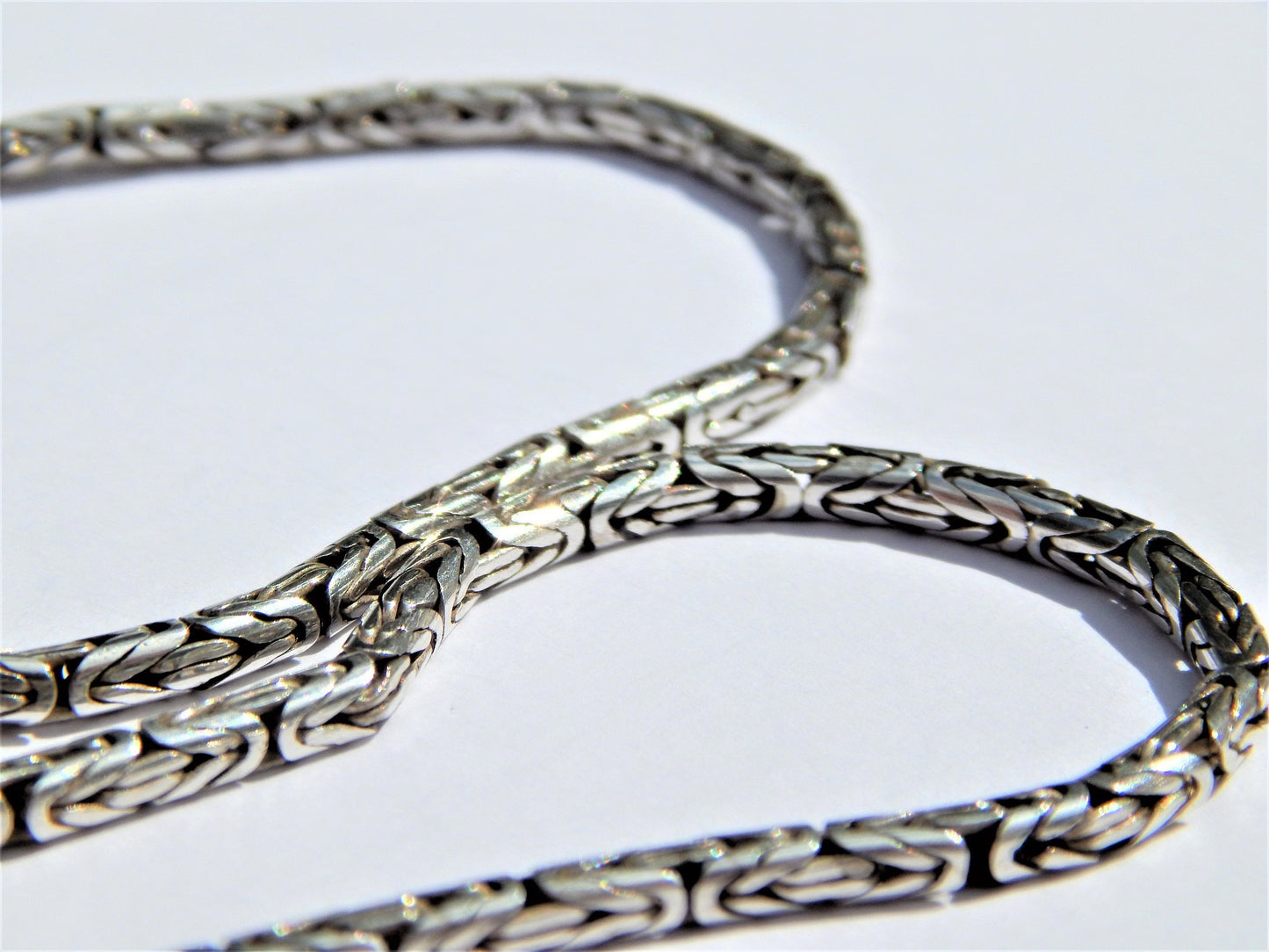 925 Sterling Silver Viking King's Necklace Byzantine Chain - SilverMania925