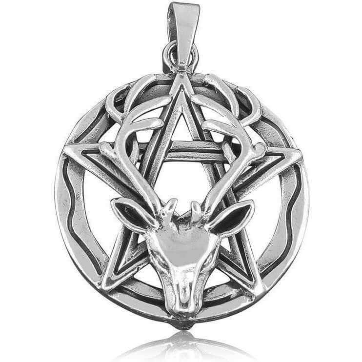 Sterling Silver Cernunnos Celtic Horned God Fertility Pendant - SilverMania925