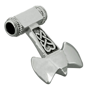 925 Sterling Silver Thor Hammer Mjolnir Viking Axe Knotwork Amulet Pendant