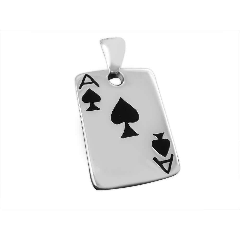 925 Sterling Silver Ace of Spades Casino Las Vegas Card Game Lucky Charm Pendant