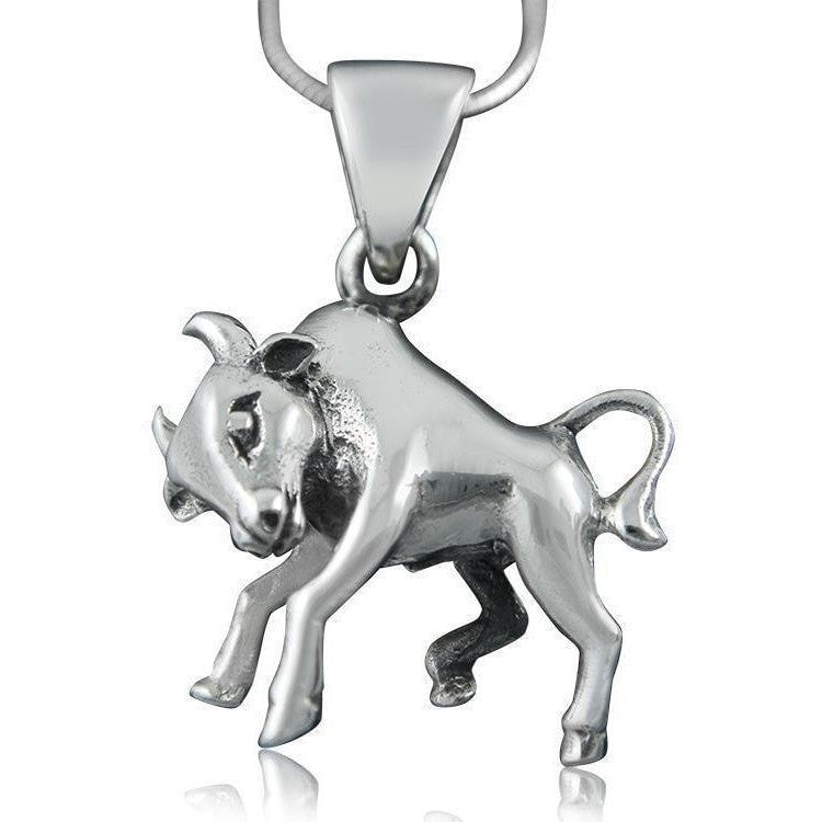 925 Sterling Silver Zodiac Taurus Animal Pendant - SilverMania925
