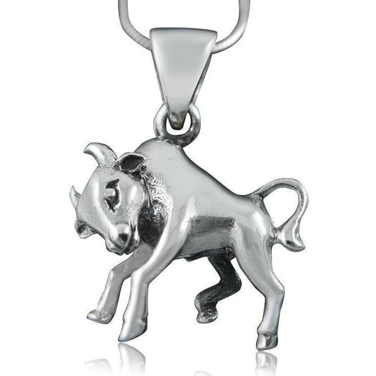 925 Sterling Silver Zodiac Astrology Star Horoscope Sign Taurus Bull Pendant