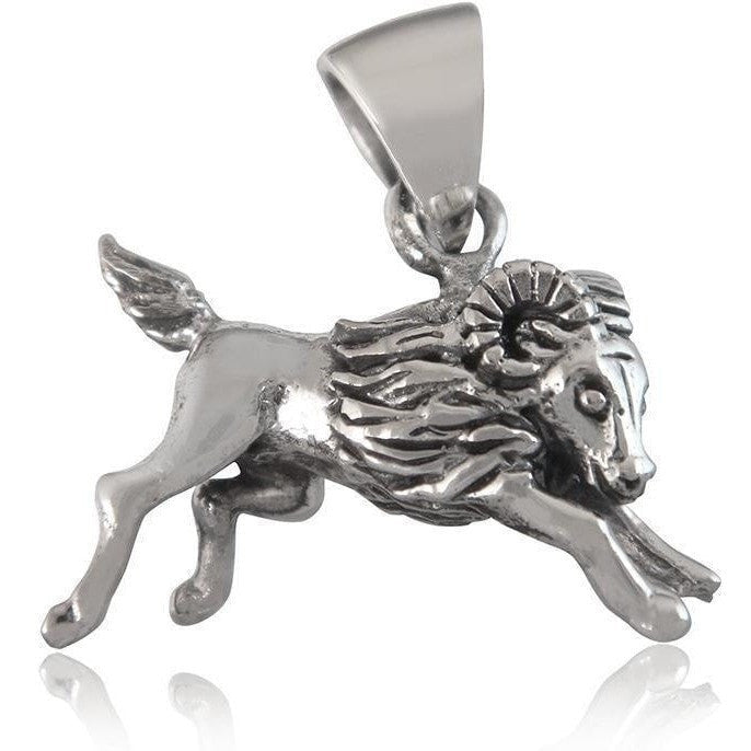 925 Sterling Silver Zodiac Ram Animal Pendant - SilverMania925