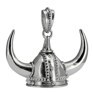 925 Sterling Silver Viking Helmet Norse Horned Horn Odin Amulet Big Pendant
