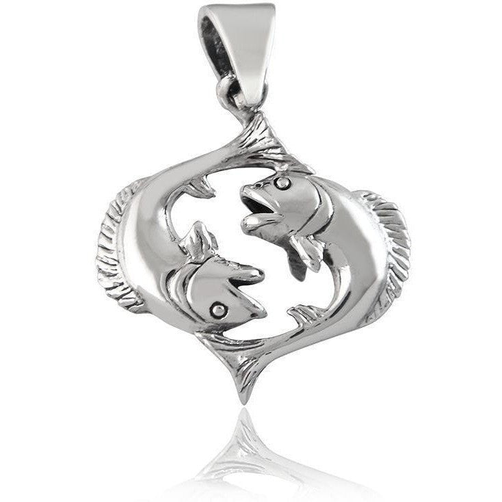 925 Sterling Silver Zodiac Pisces Fish Pendant - SilverMania925