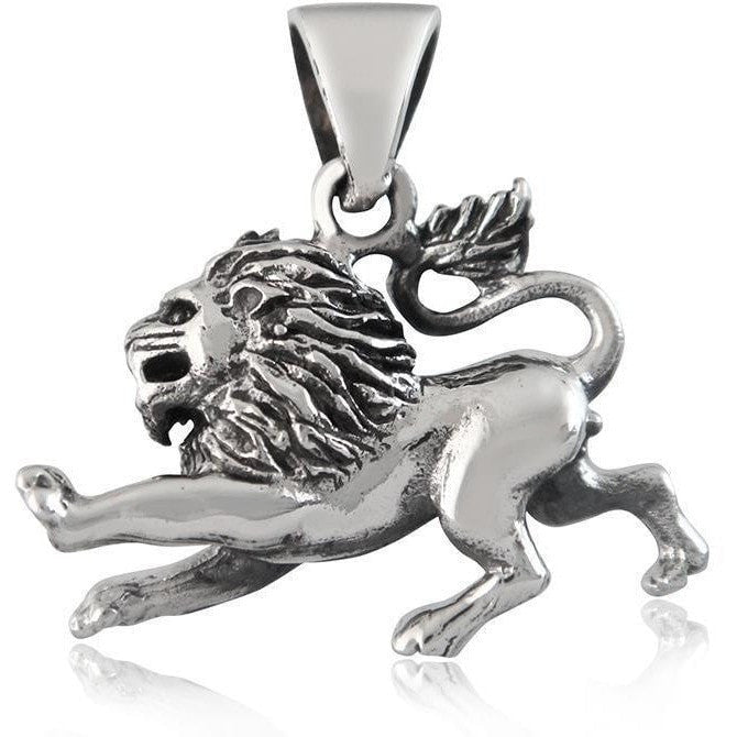 925 Sterling Silver Zodiac Lion Animal Pendant - SilverMania925