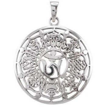 925 Sterling Silver Ashtamangala Signs Pendant - SilverMania925