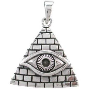 925 Silver Egyptian Pyramid All-Seeing Evil Eye Illuminati Protection Pendant