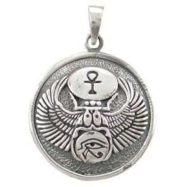925 Sterling Silver Egyptian Scarab Pendant - SilverMania925