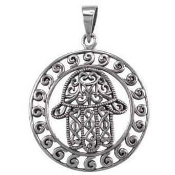 925 Sterling Silver Hamsa Hand of God Pendant - SilverMania925