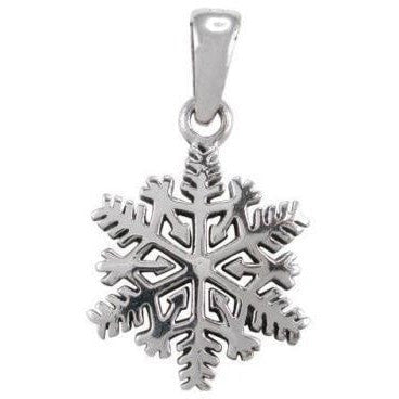 925 Sterling Silver Winter Frozen Snowflake Pendant - SilverMania925