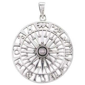 925 Sterling Silver Zodiac Pendant with Compass - SilverMania925