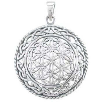 925 Sterling Silver Celtic Infinity Knots Flower of Life Sacred Geometry Pendant