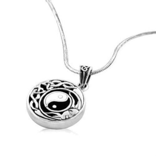 925 Sterling Silver Yin Yang Pendant with Celtic Knot and Sun - SilverMania925
