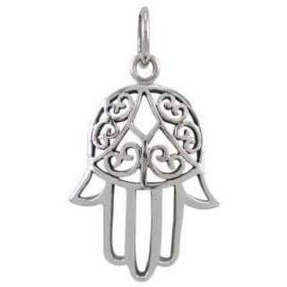 925 Sterling Silver Hamsa Hand Pendant - SilverMania925