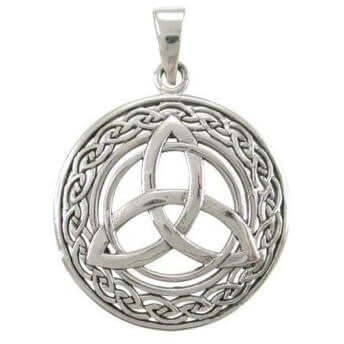 Sterling Silver Big Triquetra Pendant with Celtic Knots - SilverMania925