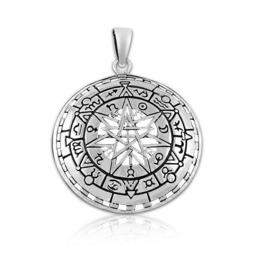 925 Sterling Silver Zodiac Wheel Pendant - SilverMania925