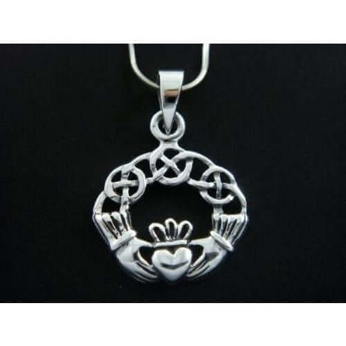 925 Sterling Silver Celtic Irish Claddagh Charm Pendant - SilverMania925