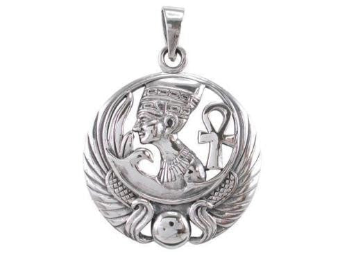 Sterling Silver Egyptian Queen Nefertiti Pendant - SilverMania925