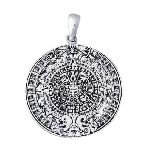 925 Sterling Silver Mayan Maya Aztec Inca Historic 2012 Calendar Large Pendant
